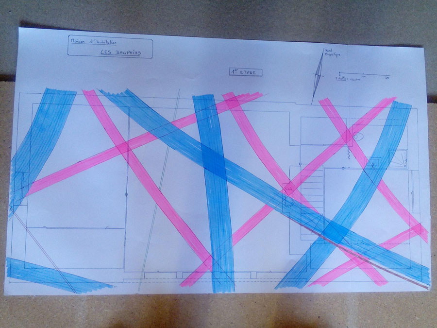 Plan d'une habitation après expertise géobiologique